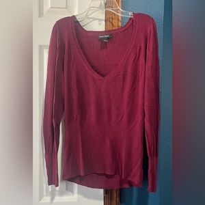 White House Black Market ~ V-Neck Maroon Sweater ~ Size Medium
